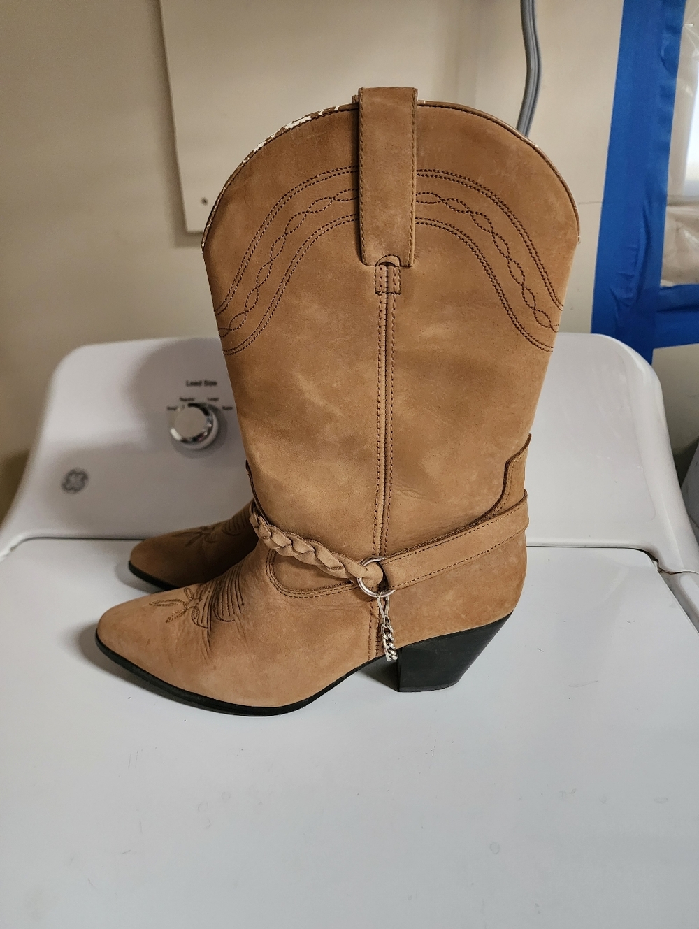 Dingo women's tan faux suede cowgirl western boots sz 8.5 M